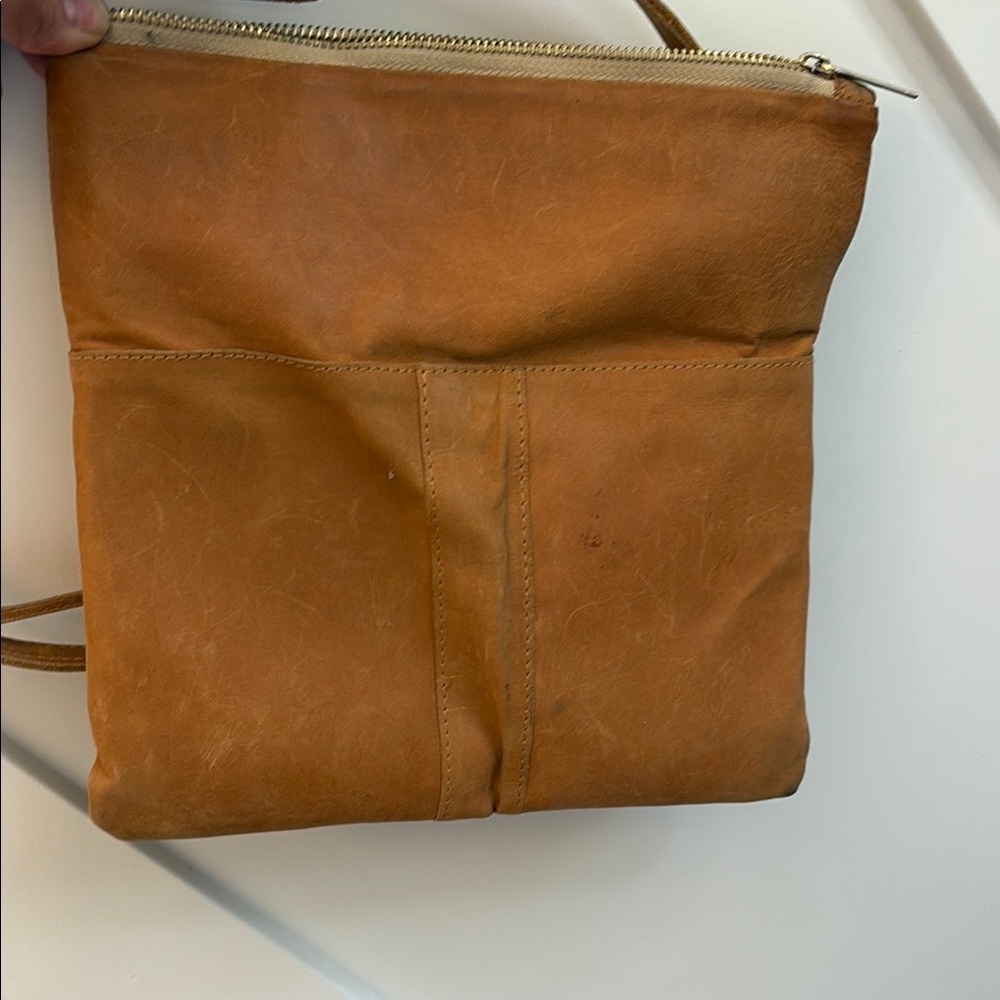 Noonday Collection Tan Leather Crossbody Bag